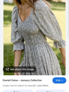 Smocked V-Neck Midi Dress in Light Sage Floral